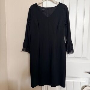 Talbots Black Dress with Lace Trim Sleeves Size 8